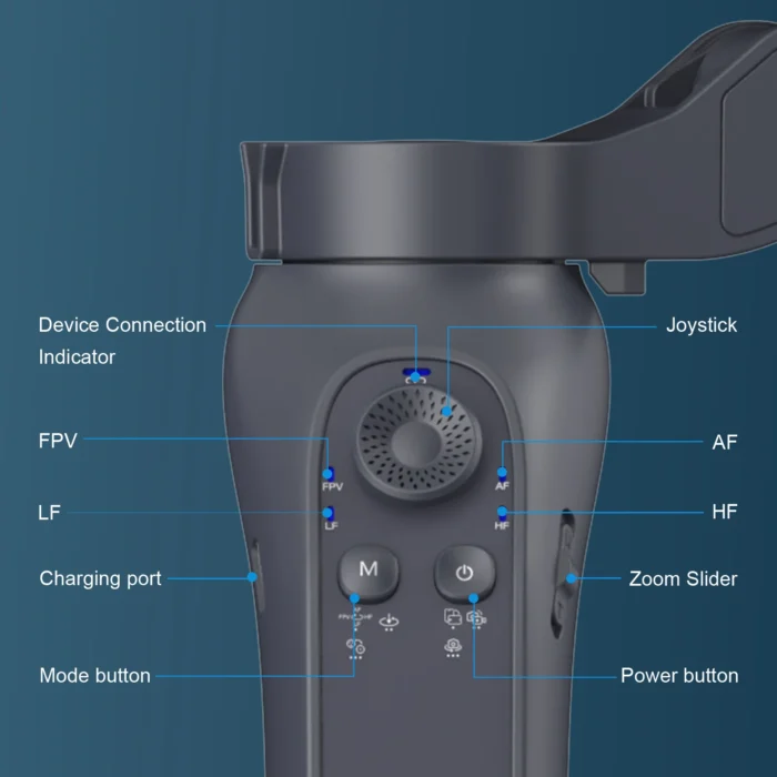 Original 360 Auto Face Tracking Gimbal Stabilizer Portable 3- Foldable Handheld with Roll Brushless Motor LED Light Tripd - Image 5