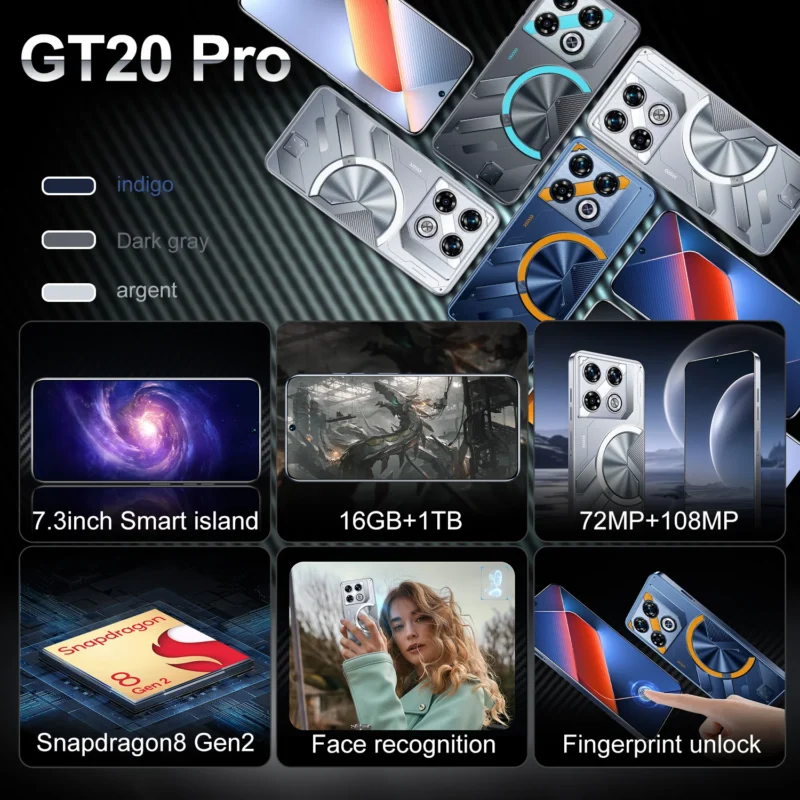 Infinix GT20PRO 7.3inch Cellphone 16GB+1TGB Unlocked 5G Mobile Phones With High Quality