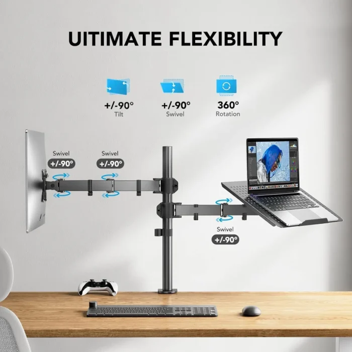 Laptop Monitor Mount,Single Monitor Desk Mount Holds13-32 Inch Computer Screen,Laptop Notebook Desk Mount Stand Fit up To17 Inch - Image 3