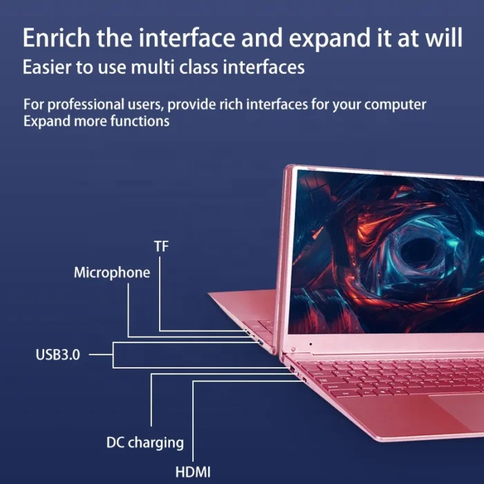 China Win 11 Brand New Intel N5095 DDR4 16GB RAM 256G 1TB SSD 15.6 Inch Home School Business Notebook Mini Rose Gold Pink Laptop - Image 5