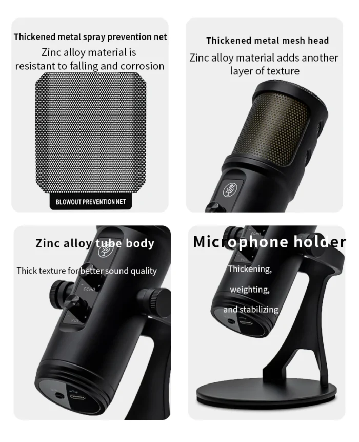 USB-C RGB Wired Stream Recording Desktop Studio Podcast Computer Condenser Microphone Kit Complete Recording Studio Equipment - Image 4