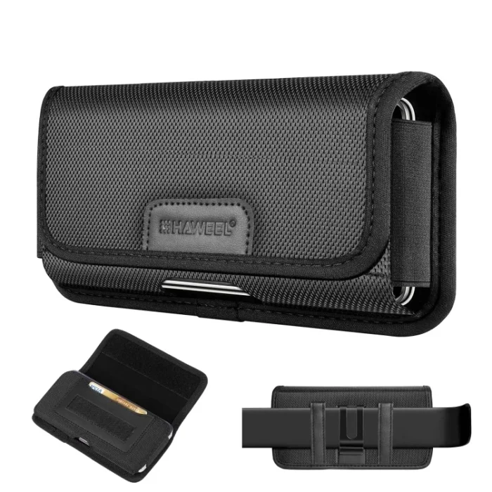 Mobile Phone Wallet HAWEEL 6.1-6.8 Inch Nylon Cloth Phone Belt Clip Horizontal Carrying Pouch Waist Bag With Card Slot - Image 6